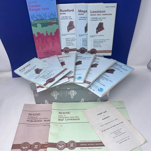 Collection of Maine Maps 1981-85 Geological Surveys - Picture 1 of 5